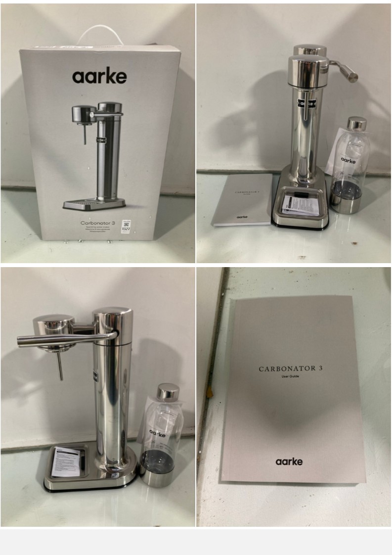 Lot 1327  
            Marchington SR11 - Parcel Delivery Only 

                
AARKE CARBONATOR 3 SPARKLING WATER MAKER - ORIGINAL RRP £199: LOCATION - B4