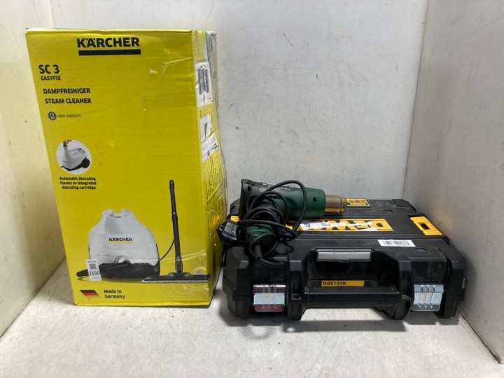 Lot 1350  
            Marchington SR11 - Parcel Delivery Only 

                
3 X ASSORTED HOME TOOLS TO INCLUDE KARCHER SC3 EASY FIX STEAM CLEANER: LOCATION - B5