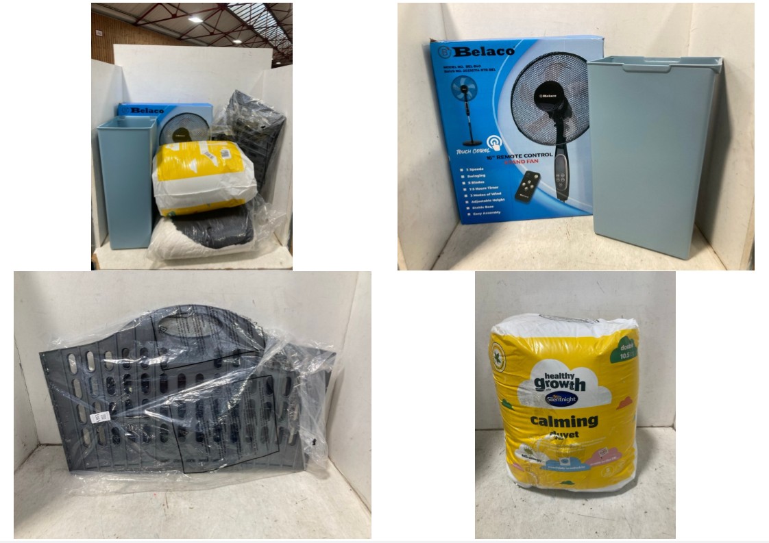 Lot 1365  
            Marchington SR11 - Parcel Delivery Only 

                
QTY OF ASSORTED ITEMS TO INCLUDE BELACO 16" REMOTE CONTROL STAND FAN: LOCATION - B5