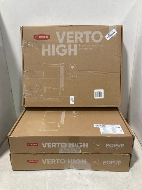 Lot 1374  
            Marchington SR11 - Parcel Delivery Only 

                
3 X CURVER VERTO HIGH NEW GENERATION WASTE BINS: LOCATION - B5