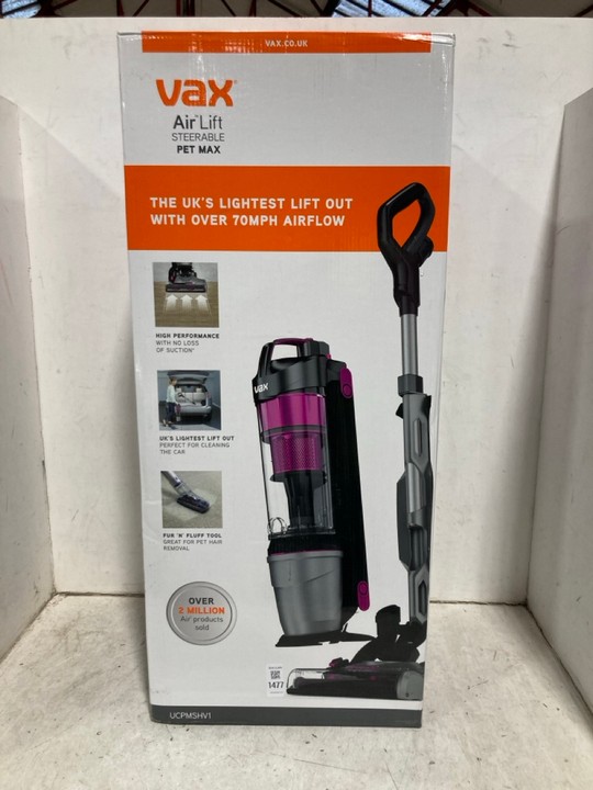 Lot 1477  
            Marchington SR11 - Parcel Delivery Only 

                
VAX AIR LIFT STEERABLE PET MAX CORDED UPRIGHT VACUUM CLEANER: LOCATION - B8