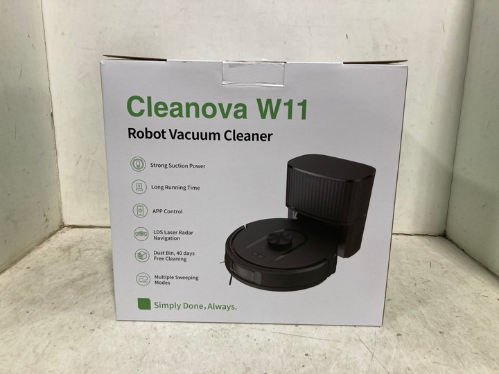 Lot 1481  
            Marchington SR11 - Parcel Delivery Only 

                
CLEANOVA W11 ROBOT VACUUM CLEANER: LOCATION - B8