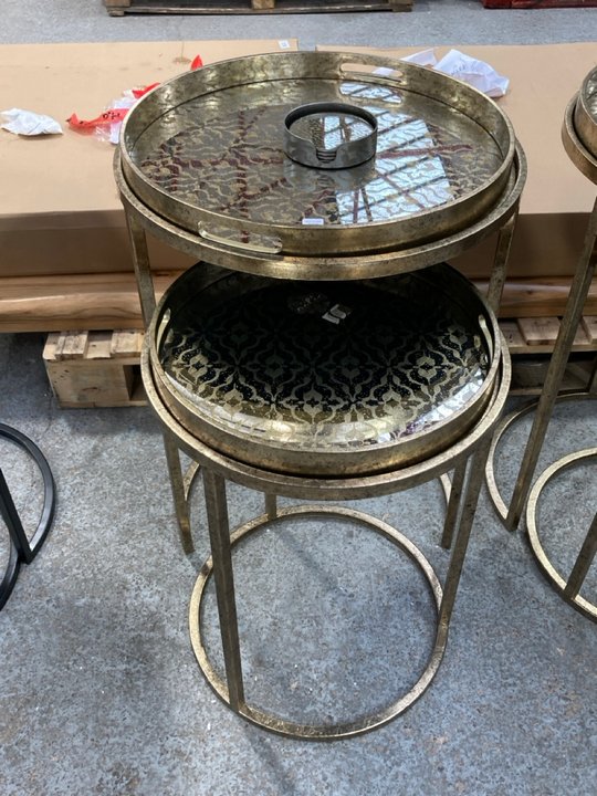Lot 155  
            Marchington SR11 - Delivery or Collection 

                
VIENNA SET OF 2 NESTING SIDE TABLES IN ANTIQUE GOLD FINISH - ORIGINAL RRP £250: L...