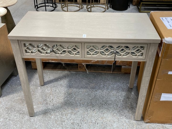 Lot 165  
            Marchington SR11 - Delivery or Collection 

                
CONTEMPORARY STYLE 2 DRAWER STORAGE CONSOLE TABLE IN GREY ASH WOOD FINISH: LOCATI...
