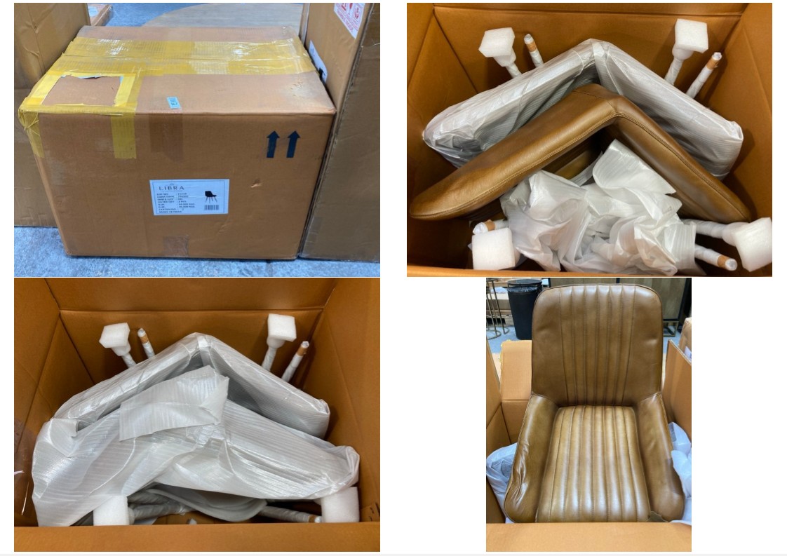 Lot 167  
            Marchington SR11 - Delivery or Collection 

                
INTERIORS PAIR OF LEATHER DINING CHAIRS IN VINTAGE TAN LEATHER - ORIGINAL RRP £39...