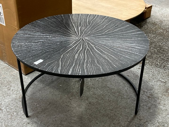 Lot 169  
            Marchington SR11 - Delivery or Collection 

                
MODERN CONTEMPORARY STYLE ROUND COFFEE TABLE IN BLACK METAL FINISH: LOCATION - C2