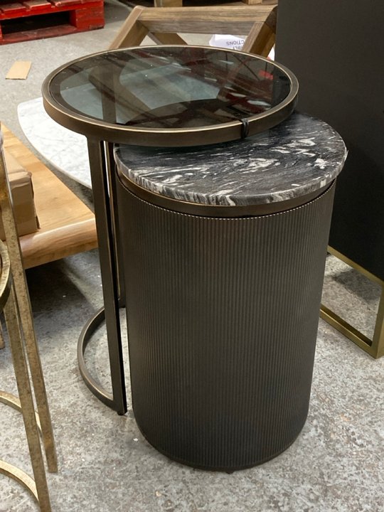 Lot 170  
            Marchington SR11 - Delivery or Collection 

                
BELVEDERE SET OF 2 NESTING SIDE TABLES IN BLACK - ORIGINAL RRP £600: LOCATION - C2