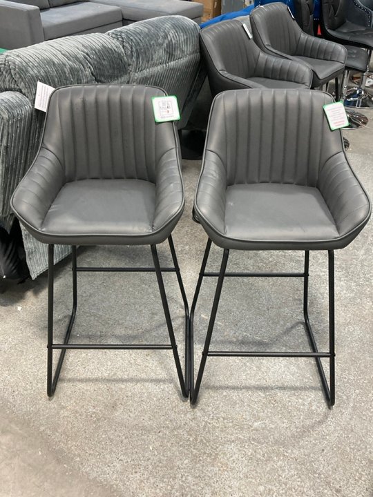 Lot 250  
            Marchington SR11 - Delivery or Collection 

                
PAIR OF DREAMS INTERIORS MODERN STYLE BAR CHAIRS IN CHARCOAL GREY: LOCATION - C4