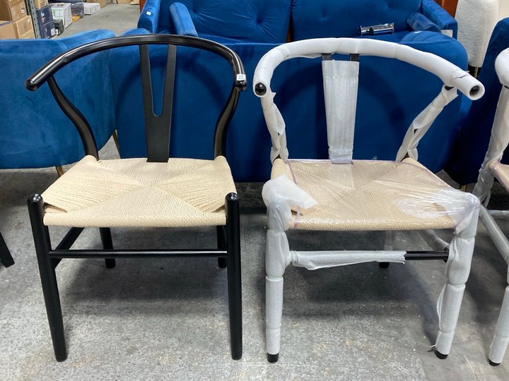 Lot 263  
            Marchington SR11 - Delivery or Collection 

                
PAIR OF DREAMS INTERIORS CONTEMPORARY STYLE DINING CHAIRS IN BLACK AND NATURAL RO...