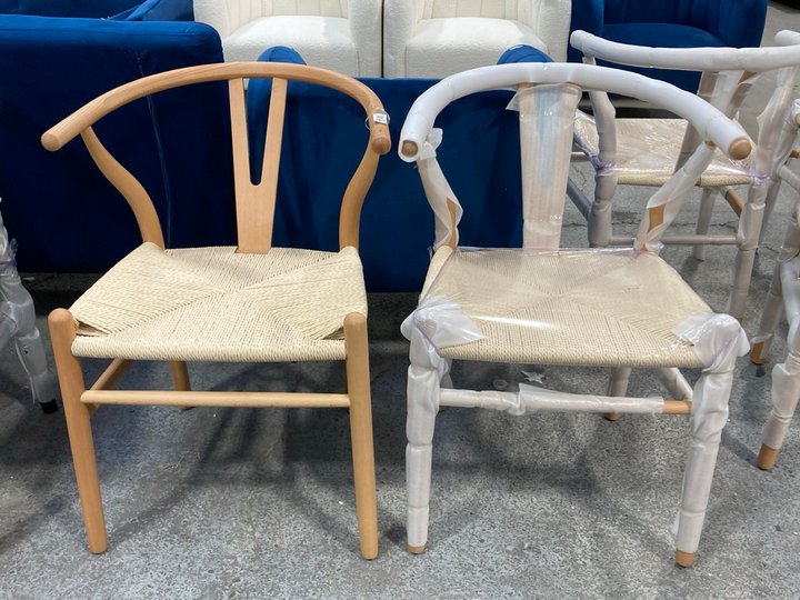 Lot 265  
            Marchington SR11 - Delivery or Collection 

                
PAIR OF DREAMS INTERIORS CONTEMPORARY STYLE DINING CHAIRS IN NATURAL WOOD AND NAT...