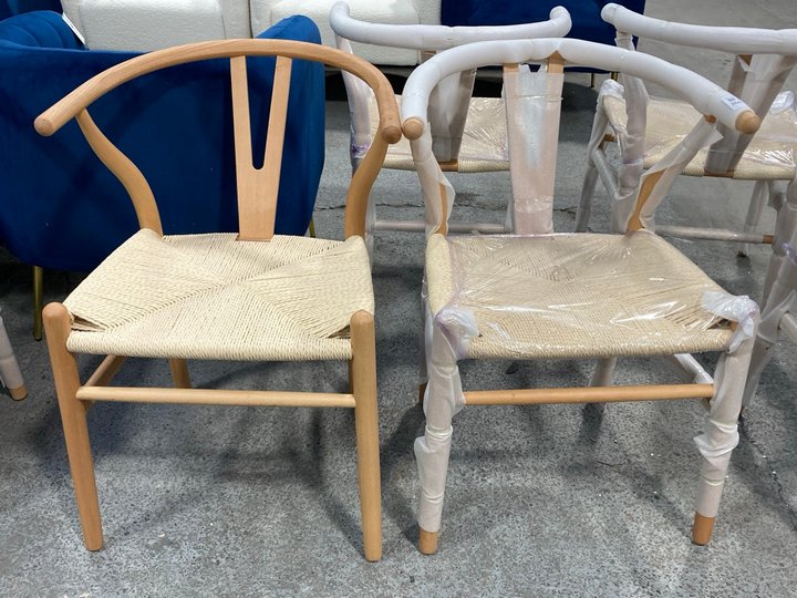 Lot 266  
            Marchington SR11 - Delivery or Collection 

                
PAIR OF DREAMS INTERIORS CONTEMPORARY STYLE DINING CHAIRS IN NATURAL WOOD AND NAT...