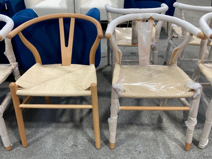 Lot 267  
            Marchington SR11 - Delivery or Collection 

                
PAIR OF DREAMS INTERIORS CONTEMPORARY STYLE DINING CHAIRS IN NATURAL WOOD AND NAT...