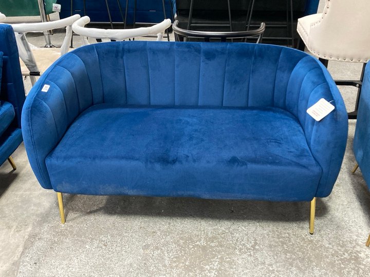 Lot 270  
            Marchington SR11 - Delivery or Collection 

                
DREAMS INTERIORS MEDIUM 2 SEATER SHELL STYLE ACCENT SOFA IN DEEP BLUE PLUSH VELVE...