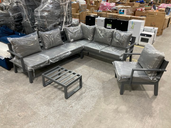 Lot 281  
            Marchington SR11 - Delivery or Collection 

                
DREAMS OUTDOOR LARGE 5 SEATER GARDEN CORNER SOFA SET WITH ARMCHAIR AND COFFEE TAB...