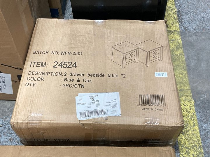 Lot 287  
            Marchington SR11 - Delivery or Collection 

                
DREAMS INTERIORS PAIR OF 2 DRAWER BEDSIDE TABLES IN BLUE AND OAK FINISH: LOCATION...
