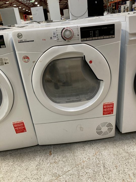 Lot 308  
            Marchington SR11 - Delivery or Collection 

                
HOOVER H-DRY 300 N8KG TUMBLE DRYER MODEL : HLEH8A2TE-80 - ORIGINAL RRP - £299: LO...