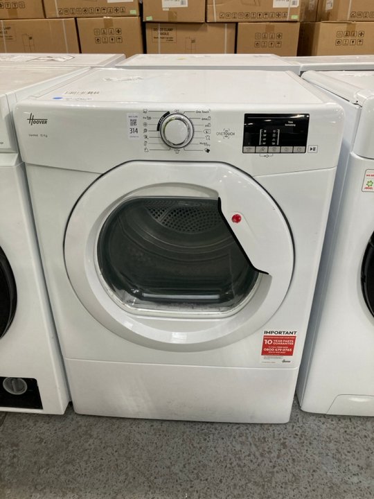 Lot 314  
            Marchington SR11 - Delivery or Collection 

                
HOOVER H-DRY 300 LITE 10KG VENTED TUMBLE DRYER MODEL : HLEV10DG-80 - ORIGINAL RRP...