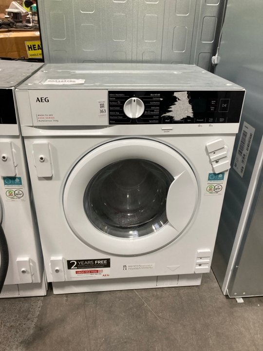 Lot 363  
            Marchington SR11 - Delivery or Collection 

                
AEG LX6WG74634BI 6000 SERIES WASH TO DRY 7/4KG WASHER DRYER IN WHITE - ORIGINAL R...