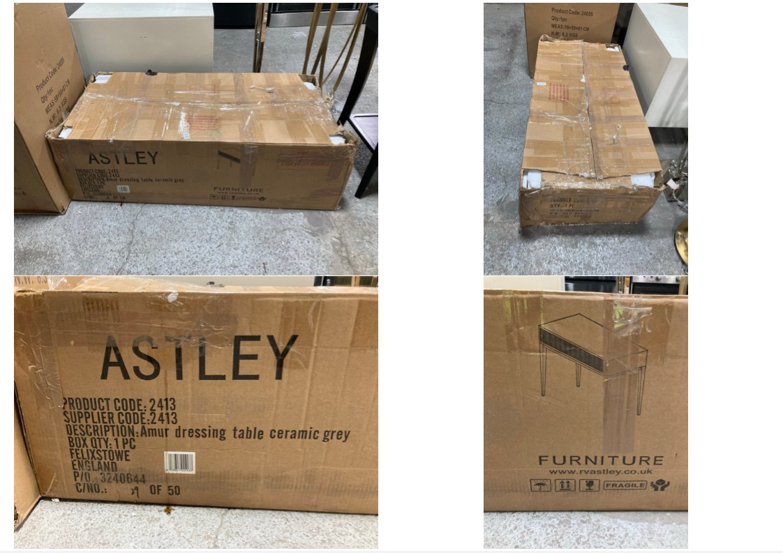 Lot 386  
            Marchington SR11 - Delivery or Collection 

                
AMUR DRESSING TABLE IN CERAMIC GREY: LOCATION - B3