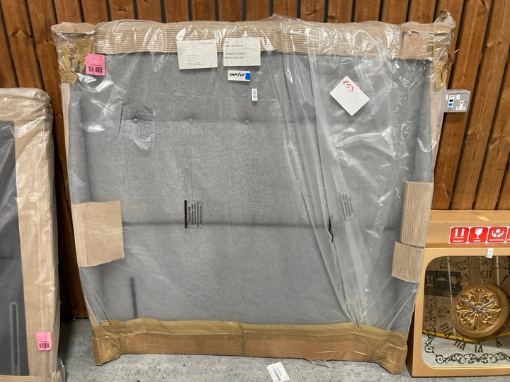 Lot 419  
            Marchington SR11 - Delivery or Collection 

                
JOHN LEWIS & PARTNERS BUTTON WINGED DOUBLE HEADBOARD IN TWEED GREY: LOCATION - A6W