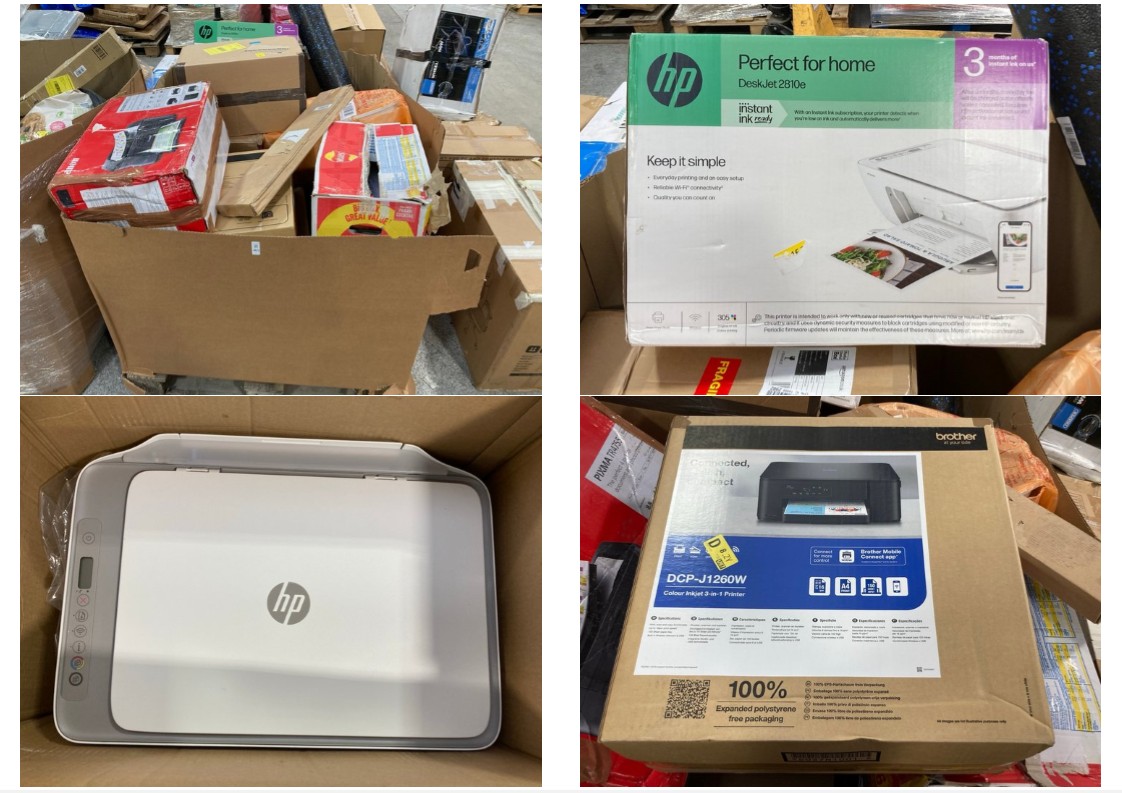 Lot 465  
            Marchington SR11 - Delivery or Collection 

                
PALLET OF ASSORTED ITEMS TO INCLUDE BROTHER DCP-J1260W COLOUR INKJET 3 IN 1 PRINT...