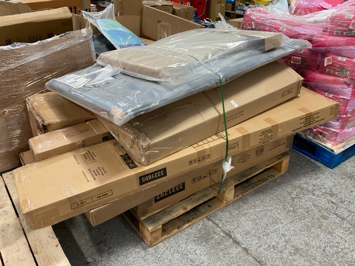 Lot 469  
            Marchington SR11 - Delivery or Collection 

                
PALLET OF ASSORTED FURNITURE ITEMS TO INCLUDE ARLINGTON 2 DRAWER 3 DOOR SIDEBOARD...