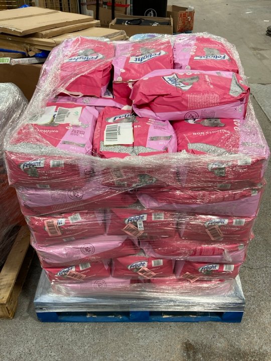 Lot 476  
            Marchington SR11 - Delivery or Collection 

                
PALLET OF FELIGHT 20L NON CLUMPING CAT LITTER: LOCATION - C6 (KERBSIDE PALLET DEL...