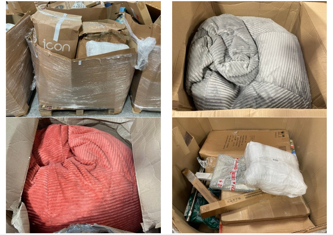 Lot 480  
            Marchington SR11 - Delivery or Collection 

                
PALLET OF ASSORTED ITEMS TO INCLUDE ICON BEANBAG IN ORANGE: LOCATION - C6 (KERBSI...
