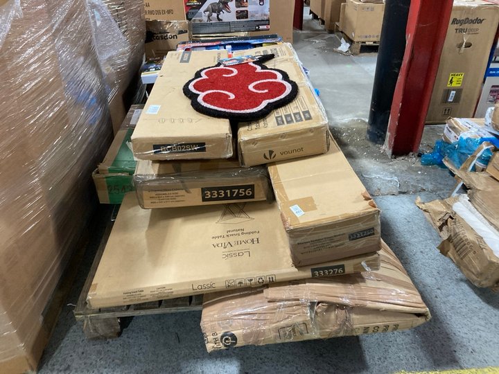 Lot 482  
            Marchington SR11 - Delivery or Collection 

                
PALLET OF ASSORTED FURNITURE ITEMS TO INCLUDE HOME VIDA FOLDING SNACK TABLE IN NA...