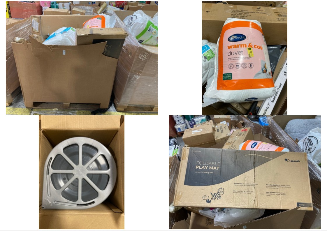 Lot 484  
            Marchington SR11 - Delivery or Collection 

                
PALLET OF ASSORTED ITEMS TO INCLUDE SILENTNIGHT WARM & COSY KING SIZE DUVET: LOCA...