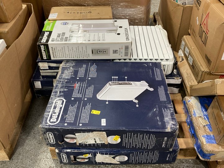Lot 491  
            Marchington SR11 - Delivery or Collection 

                
PALLET OF ASSORTED HOME APPLIANCES TO INCLUDE DELONGHI DRAGON 4 PRO ELECTRIC RADI...