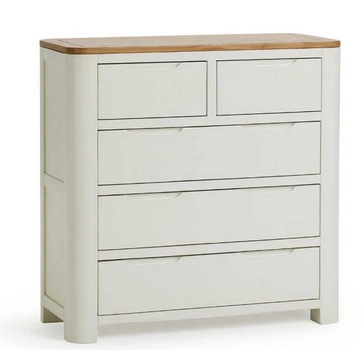 Lot 49  
            Marchington SR11 - Delivery or Collection 

                
OAK FURNITURELAND HOVE NATURAL OAK AND PAINTED 2+3 CHEST OF DRAWERS ORIGINAL RRP ...