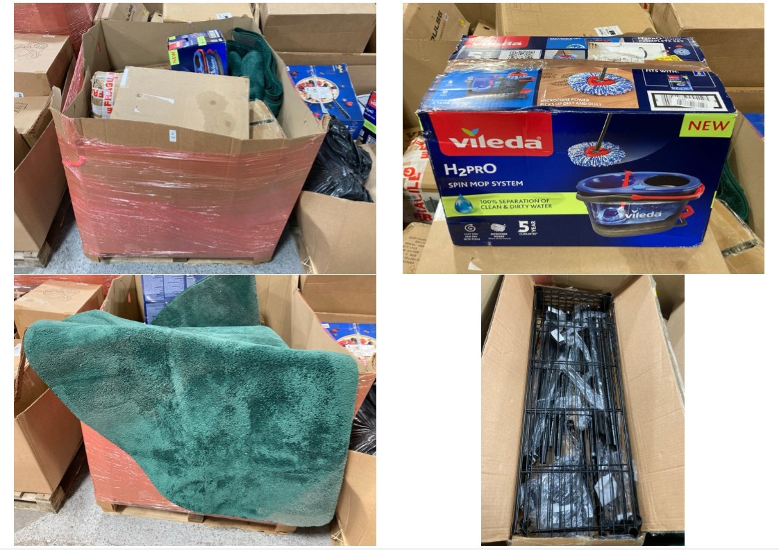 Lot 507  
            Marchington SR11 - Delivery or Collection 

                
PALLET OF ASSORTED ITEMS TO INCLUDE VILEDA H2PRO SPIN MOP BUCKET SYSTEM: LOCATION...