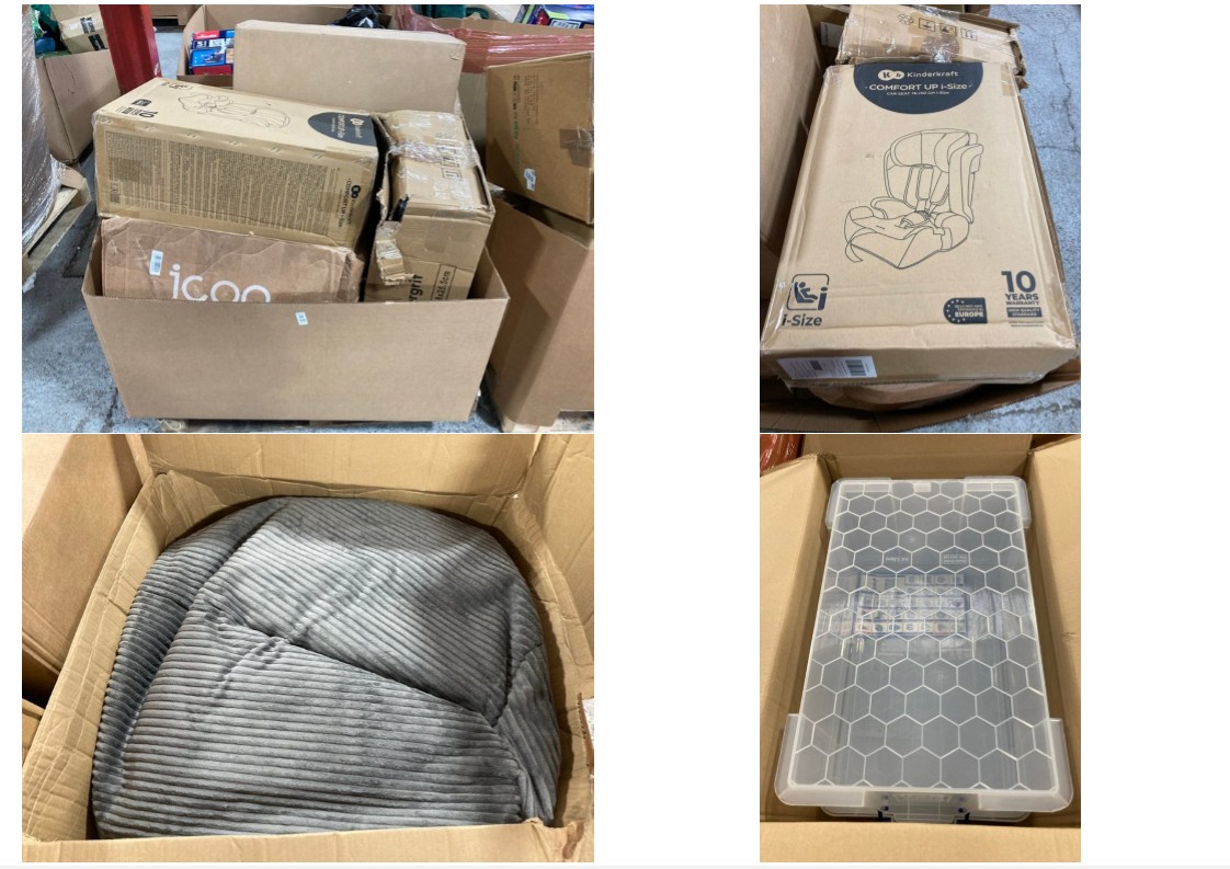 Lot 519  
            Marchington SR11 - Delivery or Collection 

                
PALLET OF ASSORTED ITEMS TO INCLUDE KINDERKRAFT COMFORT UP I-SIZE CHILDRENS CAR S...