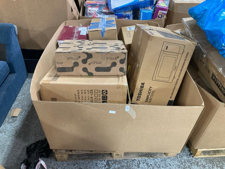 Lot 528  
            Marchington SR11 - Delivery or Collection 

                
PALLET OF ASSORTED ITEMS TO INCLUDE TOSHIBA DIGITAL SOLO MICROWAVE OVEN : MODEL M...