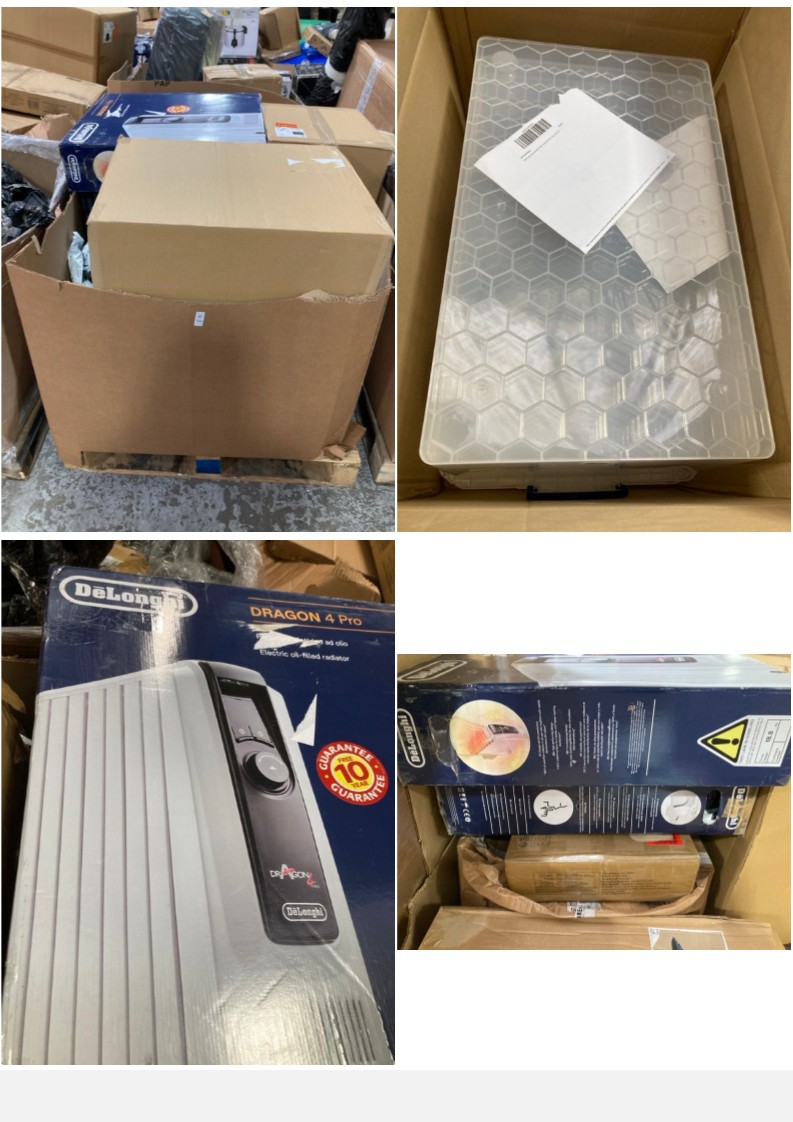 Lot 531  
            Marchington SR11 - Delivery or Collection 

                
PALLET OF ASSORTED HOME APPLIANCES TO INCLUDE DELONGHI DRAGON 4 PRO ELECTRIC RADI...