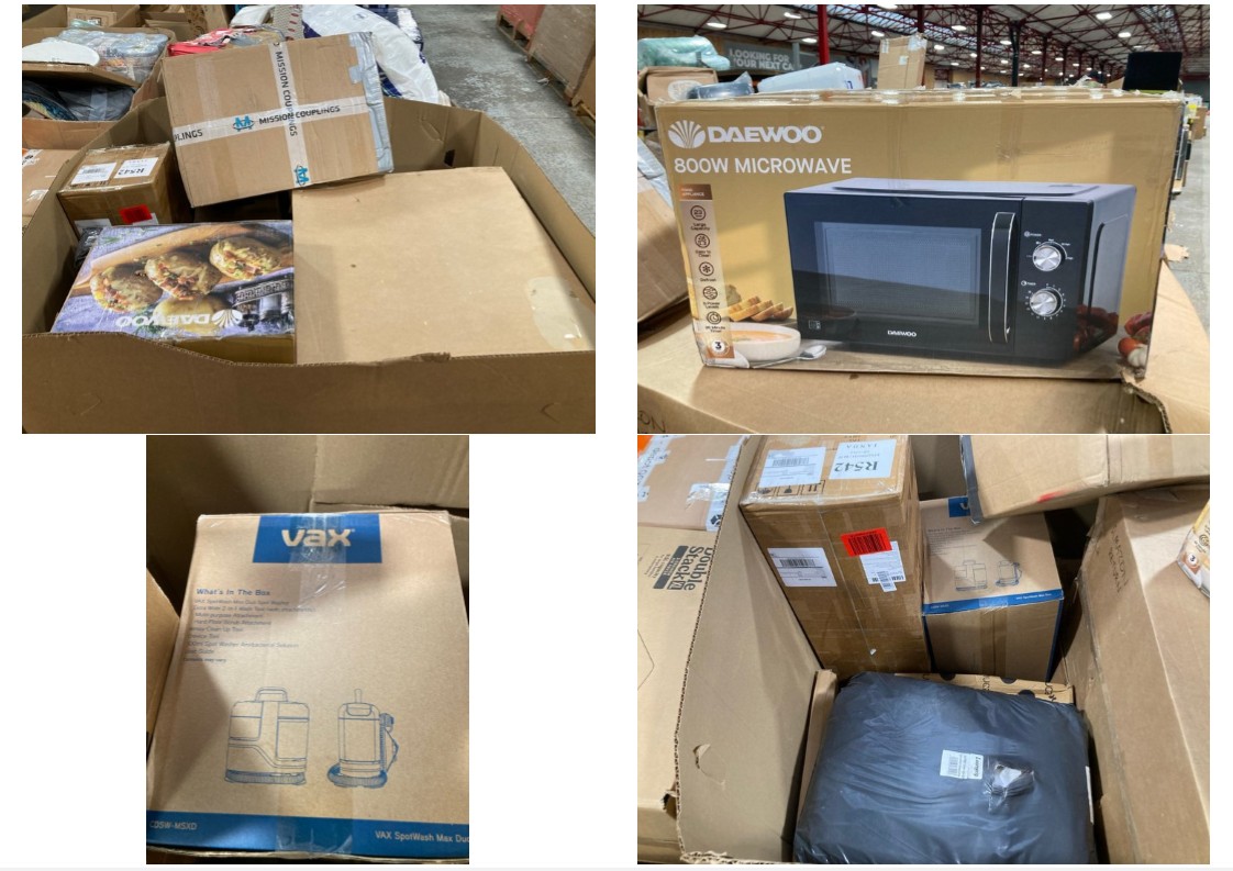 Lot 542  
            Marchington SR11 - Delivery or Collection 

                
PALLET OF ASSORTED ITEMS TO INCLUDE DAEWOO 800W MICROWAVE OVEN: LOCATION - B10 (K...