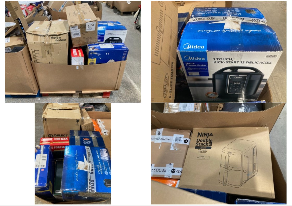 Lot 543  
            Marchington SR11 - Delivery or Collection 

                
PALLET OF ASSORTED HOME APPLIANCES TO INCLUDE MIDEA 1 TOUCH ELECTRIC PRESSURE COO...