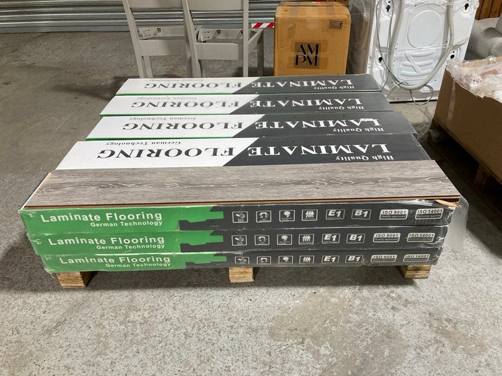Lot 573  
            Marchington SR11 - Delivery or Collection 

                
15 X PACKS OF HIGH QUALITY GERMAN TECHNOLOGY LAMINATE FLOORING IN GREY WOOD EFFEC...