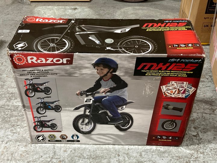 Lot 697  
            Marchington SR11 - Collection 

                
(COLLECTION ONLY) RAZOR DIRT ROCKET MX 125 ELECTRIC MOTOCROSS BIKE - ORIGINAL RRP...