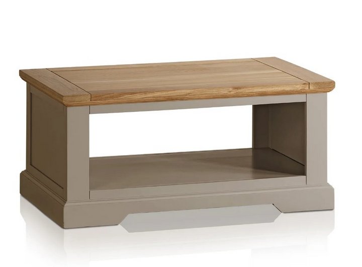 Lot 98  
            Marchington SR11 - Delivery or Collection 

                
OAK FURNITURELAND ST IVES NATURAL OAK AND LIGHT GREY PAINTED COFFEE TABLE ORIGINA...