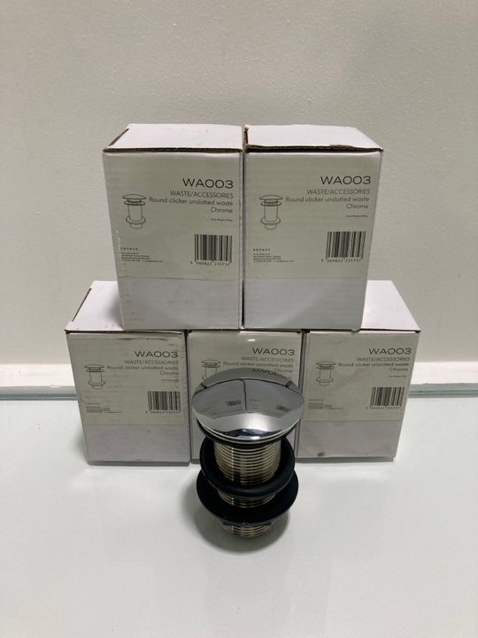 Lot 1107  
            Marchington SR19 - Delivery or Collection 

                
QTY OF CHROME UNSLOTTED SPRUNG BASIN WASTES - ORIGINAL RRP £100: LOCATION - RACKI...