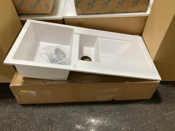 Lot 142  
            Marchington SR19 - Collection 

                
(COLLECTION ONLY) 1.5 BOWL REVERSIBLE DRAINER WHITE POLY RESIN KITCHEN SINK WITH ...