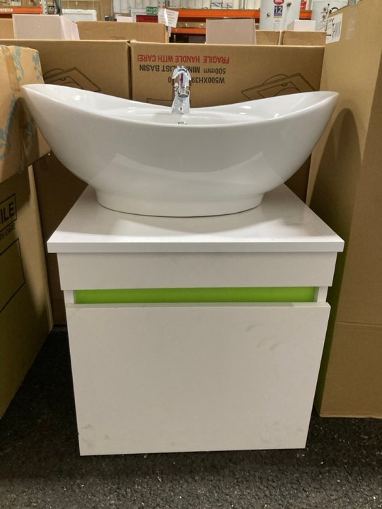 Lot 148  
            Marchington SR19 - Delivery or Collection 

                
WALL HUNG 1 DRAWER COUNTERTOP SINK UNIT IN WHITE 470 X 450MM WITH A 1TH CERAMIC B...