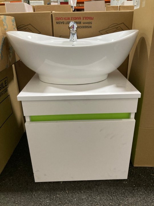 Lot 149  
            Marchington SR19 - Delivery or Collection 

                
WALL HUNG 1 DRAWER COUNTERTOP SINK UNIT IN WHITE 470 X 450MM WITH A 1TH CERAMIC B...