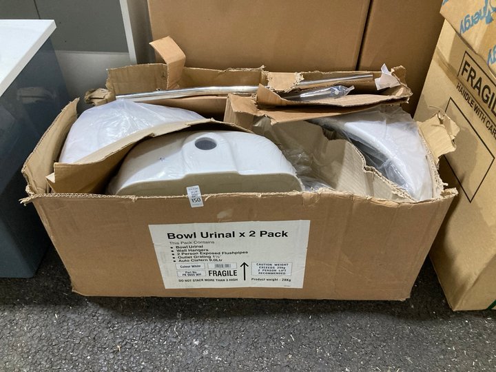 Lot 150  
            Marchington SR19 - Collection 

                
(COLLECTION ONLY) TWYFORD 2X URINAL PACK WITH CISTERN AND FLUSH PIPES - ORIGINAL ...