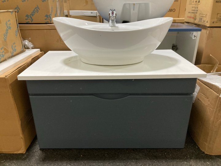 Lot 152  
            Marchington SR19 - Delivery or Collection 

                
WALL MOUNTED 1 DRAWER COUNTERTOP SINK UNIT IN GLOSS GREY AND WHITE 800 X 460MM CO...