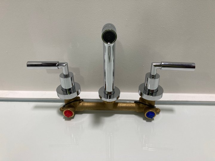 Lot 304  
            Marchington SR19 - Delivery or Collection 

                
WALL MOUNTED 3 HOLE BASIN MIXER IN CHROME - ORIGINAL RRP £255: LOCATION - RACKING 1