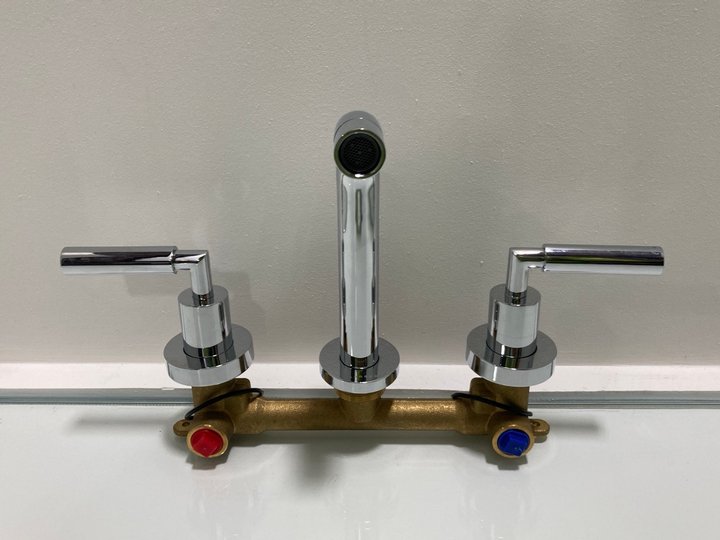 Lot 307  
            Marchington SR19 - Delivery or Collection 

                
WALL MOUNTED 3 HOLE BASIN MIXER IN CHROME - ORIGINAL RRP £255: LOCATION - RACKING 1