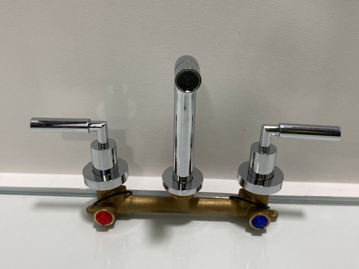 Lot 309  
            Marchington SR19 - Delivery or Collection 

                
WALL MOUNTED 3 HOLE BASIN MIXER IN CHROME - ORIGINAL RRP £255: LOCATION - RACKING 1